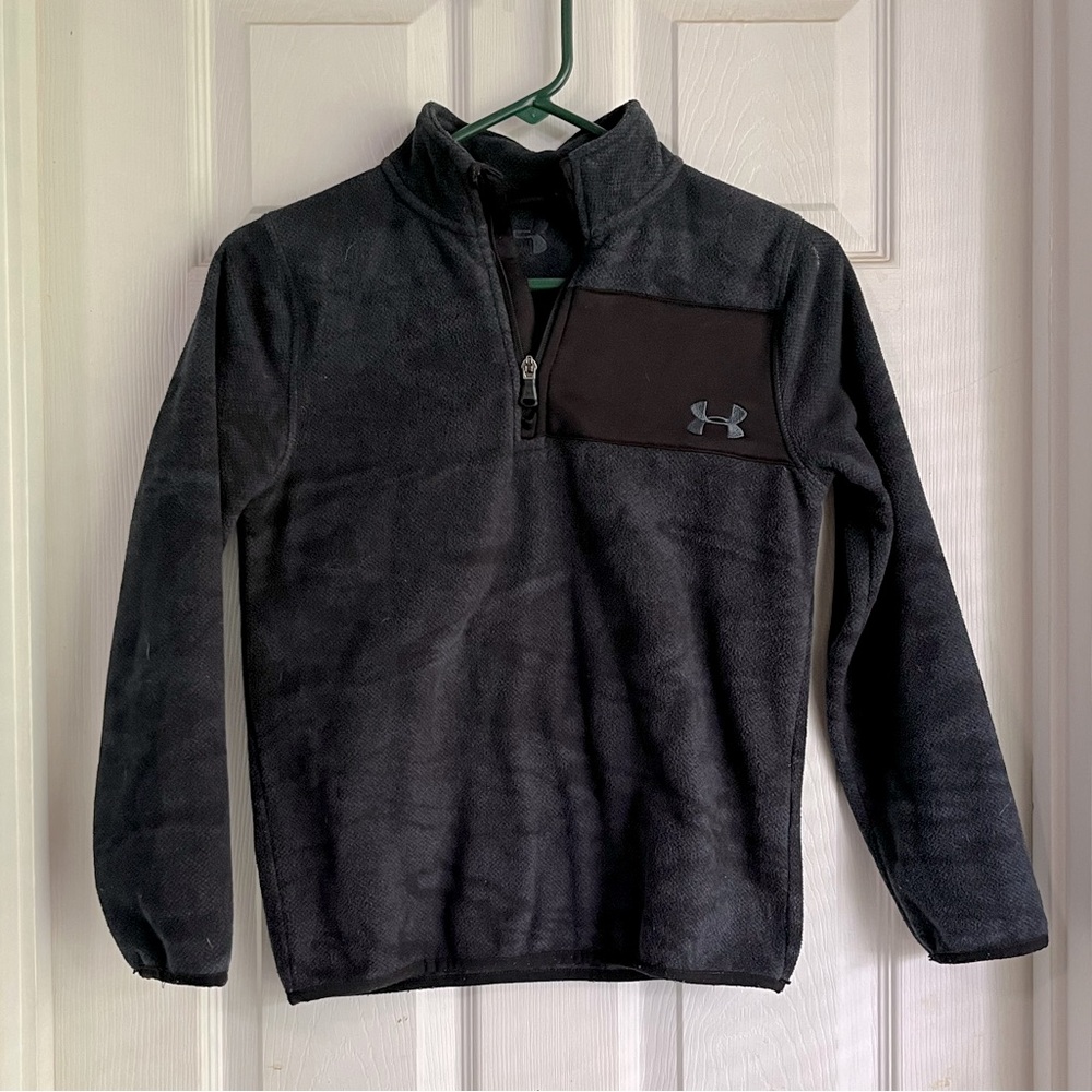 Under Armor Black Half Zip Fleece Hoody, Size Youth Medium